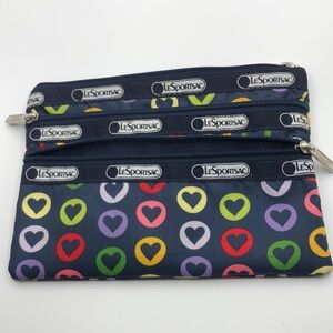 LeSportsac Women's Classic 3 Zip Cosmetic Case  Bag EC